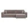 Image de Best Mobilier - Nicole - Canapé d'angle réversible 5 places convertible avec coffre en tissu, Gris clair