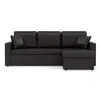 Image de Best Mobilier - Cyrus - Canapé d'angle réversible 4 places - convertible avec coffre - en simili, Noir