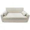 Image de Canapé convertible MATT en velours beige 2 places. Canapé avec dossier inclinable et coussins