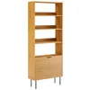 Image de Bibliothèque en bois STINNA, 4 étagères, 2 portes, supporte jusqu'à 20kg par étagère, parfait pour organiser vos objets avec style