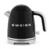 Image de SWEISS Bouilloire électrique vintage KTS9, 1L, Inox compacte pratique 1000W, Ébullition rapide, Niveau d'eau visible et gradué, Arrêt automatique, Base pivotante 360°, Noir