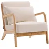 Image de Fauteuil "Clinton" en bois style scandinave - Lin - Beige