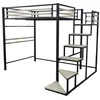 Image de Lit mezzanine en métal avec escalier "LENA" - 140 x 190 cm - Noir