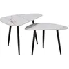Image de Habitat et Jardin Lot de 2 Tables Basses gigognes en céramique Terra - 49 x 79 x 56 cm - Blanc