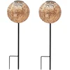 Image de LUMI JARDIN Lot de 2 balises solaires style oriental à planter LED blanc chaud AGADIR H 45 cm Bronze