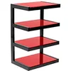 Image de NorStone Esse Hifi Meuble Hifi élégant et original 4 tablettes Finition Noir Laqué et Verre trempé Rouge