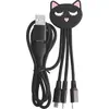 Image de Câble micro USB YELLO KOKO USB-A+C vers USB-C/Micro/Light 1m chat