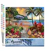 Image de Figured'Art Peinture par numéros, pour les adultes, avec motif palmier à la plage, kit de bricolage, 40 x 50 cm, sans cadre en bois