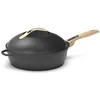 Image de COOKUT - La fabuleuse poêle 8 en 1 - "Petit modèle 24 cm - Un seul ustensile qui remplace la poêle, casserole, sauteuse - 2 poignées amovibles, panier vapeur/frire, spatule en bois - Météore