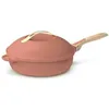 Image de COOKUT - La Fabuleuse poêle 8 en 1 - "PETIT MODELE 24 cm"   Un seul ustensile qui remplace poêle, casserole, sauteuse, cocotte - 2 poignées amovibles, panier vapeur/friture, spatule en bois - PIVOINE