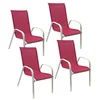 Image de Lot de 4 chaises MARBELLA en textilène rose - aluminium blanc
