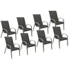 Image de Lot de 8 chaises MARBELLA en textilène gris - aluminium gris