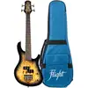 Image de Flight Rock Series Mini Bass Ukulele Poplar Burl solid body elektrische bas-ukelele met deluxe gigbag
