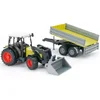 Image de BRUDER - 01998 - Tracteur Claas vert avec fourche et remorque