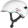 Image de ABUS Casque urbain HUD-Y - Avec feu arrière magnétique rechargeable LED et fermeture magnétique - Casque de vélo cool pour le quotidien - Pour homme et femme - Blanc brillant - Taille S, S (51-55 cm)