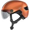 Image de ABUS HUD-Y Ace Casque de vélo élégant avec visière et feu arrière à LED magnétique rechargeable pour homme et femme Orange Taille S