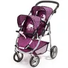 Image de Bayer Design 26537AA Poussette Landau Jumeaux pour Poupée, réglable, pliable, Licorne, rose, prune