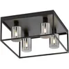 Image de Fischer & Honsel Plafonnier Iska 21319 - Noir sable - Verre - Fumé à transparent - Longueur : 45 cm - Largeur : 45 cm - Largeur : 45 cm - Sans plafond : 20,50 cm - 4 ampoules E14 max. 10 W