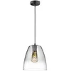 Image de Fischer & Honsel Suspension Miro 60843, Luminaire Suspendu, Abat Jour Plafond, Sable noir, Verre, Couleur fumée à transparent, Diamètre : 25 cm, Longueur du plafond : 150 cm, 1 ampoule E27 max. 40 W