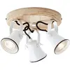 Image de Brilliant Lampe Seed Spotrondell à 3 ampoules, blanc/bois clair, 3 ampoules PAR51, GU10, 5 W, convient pour les ampoules à réflecteur (non incluses), têtes pivotantes