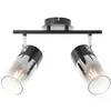 Image de Brilliant Lampe Alia à 2 spots - Noir - Verre fumé - Bois/métal - 2 x A60, E27, 40 W