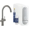 Image de Grohe Blue Home C-spout Starter Kit 31455 Mitigeur monocommande pour évier avec fonction de filtre, avec refroidisseur et WIFI, Coloration: graphite dur brossé