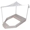 Image de roba Bac à Sable Bateau avec Toit en Tissu + 2 Compartiments et 1 Bac en Plastique avec Couvercles - Bois Massif Résistant aux Intempéries - dès 12 Mois - Gris/Motif Étoile