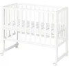 Image de roba Lit Cododo 45 x 90 cm safe asleep 3 en 1 - Hauteur Réglable - Ensemble Complet avec Berceau, Matelas, Barrière en Toile et Roulettes à Freins - Bois Blanc