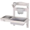 Image de roba Cuisine Extérieure Murale Enfant   Évier, Réservoir d’Eau avec Robinet, Plaque de Cuisson & Accessoires   Bois Massif FSC Gris   Dès 18 Mois