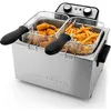 Image de ProfiCook PC-FR1038 - Double Friteuse Professionnelle - 2 paniers + 1 grand panier - Capacité : 5 Litres d'huile - 3000 Watts