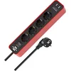 Image de Brennenstuhl Ecolor Multiprise 4 prises avec port USB (bloc multiprise avec 2 chargeurs USB, interrupteur et câble de 1,5 m) Rouge/noir