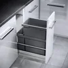 Image de Hailo Poubelle encastrable 2 bacs pour meuble coulissant 45L (38+7) Euro Cargo
