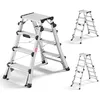 Image de Hailo Master DTL100 Échelle télescopique Topline - Échelle extensible et pliable en aluminium - Hauteur réglable jusqu'à 1,31 m - 2 x 4, 5 ou 6 marches - Poids : 8,9 kg
