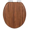 Image de WENKO Abattant WC Chestnut en MDF certifié FSC® avec système d'abaissement automatique Easy-Close et fixation hygiénique Fix-Clip (l x P) : 35,5 x 42,5 cm - Film résistant à l'humidité - Marron