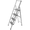 Image de WENKO Escabeau 4 marches Design | Marches antidéparantes | Echelle légère et Pliante | Hauteur 1 mètre|Ultra Fin| Aluminium | 44 x 153 x 5.5 cm | Gris