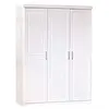 Image de Inter Link - Armoire - Armoire à portes battantes - Armoire à linge - Armoire penderie - Armoire de chambre à coucher - 3 portes - Pin massif - Magnus - Blanc laqué
