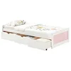 Image de IDIMEX Lit MIA en Pin Massif Blanc/Rose avec 3 Tiroirs, Surface de Couchage 90 x 200 cm - Fonctionnel et Pratique pour Adolescent