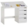 Image de IDIMEX Bureau Enfant Emma Bureau avec Rangement 4 tiroirs et Plateau inclinable, Style scandinave, en pin Massif lasuré Blanc