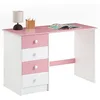 Image de IDIMEX ARNE Bureau pour enfant avec 4 tiroirs pratiques, en pin massif, bureau d'ordinateur intemporel pour tous les âges en blanc/rose