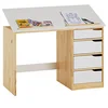 Image de IDIMEX Bureau Enfant Emma Bureau avec Rangement 4 tiroirs et Plateau inclinable, Style scandinave, en pin Massif Naturel et Blanc