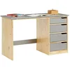 Image de IDIMEX Bureau Enfant Emma Bureau avec Rangement 4 tiroirs et Plateau inclinable, Style scandinave, en pin Massif Naturel et Gris