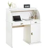 Image de IDIMEX Bureau secrétaire Tom avec volet Roulant Rangement 2 tiroirs et 1 Porte avec étagère, en pin Massif lasuré Blanc