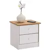 Image de IDIMEX Table de Chevet Rondo avec 2 tiroirs, Table de Nuit en pin Massif, Chevet en Bois lasuré Blanc et Brun