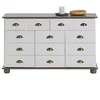 Image de IDIMEX Commode Colmar chiffonnier apothicaire Rangement avec 11 tiroirs en pin Massif lasuré Blanc et Taupe