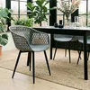 Image de IDIMEX Madeira Lot de 4 chaises de jardin, anthracite, design rétro, pour l'intérieur et l'extérieur, assise en polypropylène résistant aux UV, chaises de salle à manger avec accoudoirs modernes