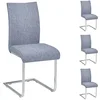 Image de IDIMEX Lot de 4 chaises de Salle à Manger ou de Cuisine ALADINO au Design Moderne avec Assise rembourrée et piétement en métal chromé, revêtement en Tissu Gris