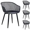 Image de IDIMEX Lot de 4 chaises Madeira Style scandinave pour Salle à Manger ou Cuisine au Design Retro avec accoudoirs, Coque en Plastique Noir et 4 Pieds en métal Noir
