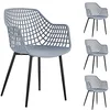 Image de IDIMEX Lot de 4 chaises Lucia pour Salle à Manger ou Cuisine au Design Retro avec accoudoirs, Coque en Plastique Gris Clair et 4 Pieds en métal laqué Noir