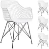 Image de IDIMEX Lot de 4 chaises Alicante pour Salle à Manger ou Cuisine au Design Retro avec accoudoirs, Coque en Plastique Blanc et 4 Pieds croisé en métal laqué Noir