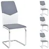 Image de IDIMEX Lot de 4 chaises de Salle à Manger Leona piètement chromé revêtement synthétique Bicolore Blanc et Gris